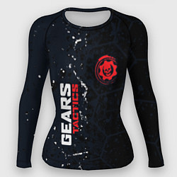 Рашгард женский Gears of War красно-белой лого на темном фоне, цвет: 3D-принт