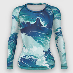 Рашгард женский Несущиеся морские волны, цвет: 3D-принт