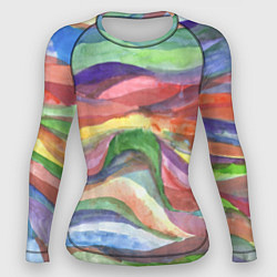 Рашгард женский Красочные волны акварель, цвет: 3D-принт