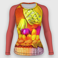 Рашгард женский Спелые фрукты и овощи в плетеной корзине, цвет: 3D-принт