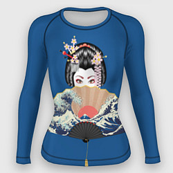 Рашгард женский Японская гейша с большим веером, цвет: 3D-принт