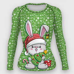 Рашгард женский Милый кролик с елочкой, цвет: 3D-принт