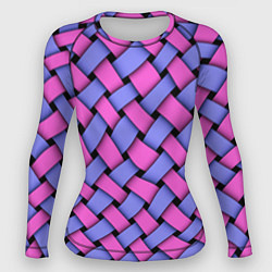 Рашгард женский Фиолетово-сиреневая плетёнка - оптическая иллюзия, цвет: 3D-принт
