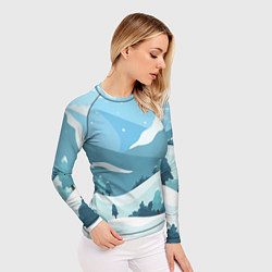 Рашгард женский Заснеженные горы, цвет: 3D-принт — фото 2