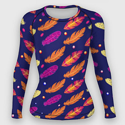 Рашгард женский Перья и бусы, цвет: 3D-принт