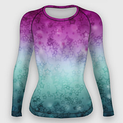 Женский рашгард Градиентный узор звезды розово-бирюзовый