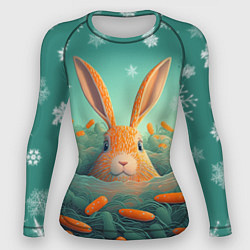 Рашгард женский Кролик в море моркови, цвет: 3D-принт