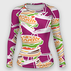 Рашгард женский Комбо фастфуд паттерн, цвет: 3D-принт