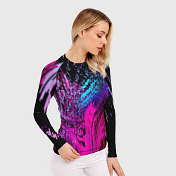 Рашгард женский Абстрактное множество розовых, фиолетовых и синих, цвет: 3D-принт — фото 2