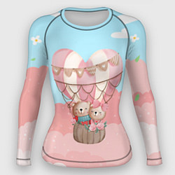 Рашгард женский Мишки летят на воздушном шаре, цвет: 3D-принт