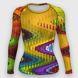 Рашгард женский Абстрактные разноцветные волны, цвет: 3D-принт