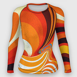 Рашгард женский Текучая краская в ярких оранжевых цветах, цвет: 3D-принт