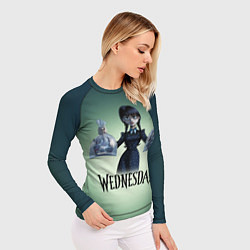 Рашгард женский Уэнсдэй с пираньями, цвет: 3D-принт — фото 2