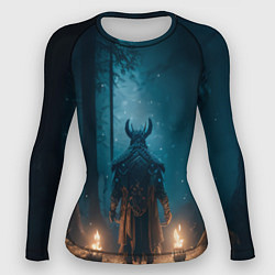 Рашгард женский Викинг в тёмном лесу, цвет: 3D-принт