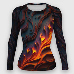 Рашгард женский Огненный орнамент с языками пламени, цвет: 3D-принт