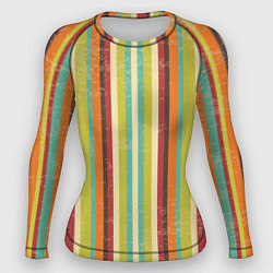 Рашгард женский Абстрактное множество разноцветных полос, цвет: 3D-принт