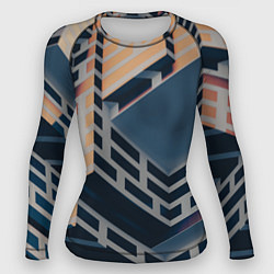 Женский рашгард Геометрическое здание из золотых и синих блоков