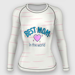 Рашгард женский Best mom in the world с сердечком, цвет: 3D-принт