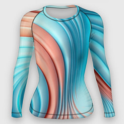 Рашгард женский Кораллово-голубая абстрактная волна, цвет: 3D-принт
