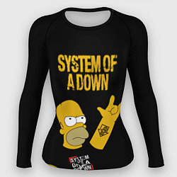 Рашгард женский System of a Down Гомер Симпсон рокер, цвет: 3D-принт
