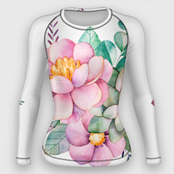 Рашгард женский Пастельные цветы - посередине, цвет: 3D-принт