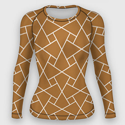 Рашгард женский Абстрактный оранжевый фон и белые ломанные линии, цвет: 3D-принт