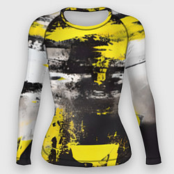 Рашгард женский Черно-желтая абстракция, нейросеть, цвет: 3D-принт