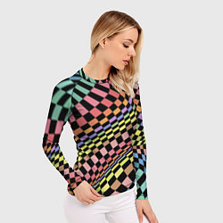 Рашгард женский Colorful avant-garde chess pattern - fashion, цвет: 3D-принт — фото 2