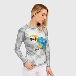 Рашгард женский Попугай на сером фоне, цвет: 3D-принт — фото 2