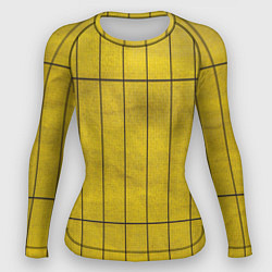 Рашгард женский Жёлтый фон и чёрные параллельные линии, цвет: 3D-принт