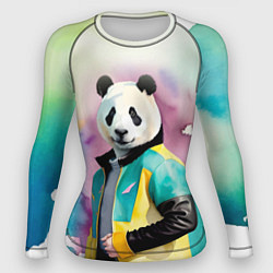 Рашгард женский Прикольный панда в модной куртке, цвет: 3D-принт
