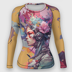 Женский рашгард Киберлетчица в цветах - Хуф и Ся