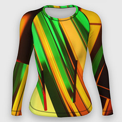 Рашгард женский Зелёные и оранжевые пластины, цвет: 3D-принт