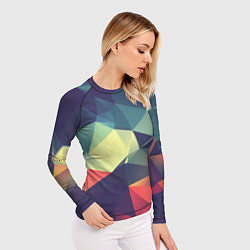 Рашгард женский Разноцветный полигональный узор, цвет: 3D-принт — фото 2