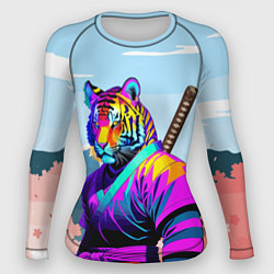Рашгард женский Тигр-самурай - Япония, цвет: 3D-принт