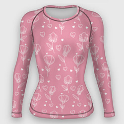 Рашгард женский Цветы и сердца паттерн, цвет: 3D-принт