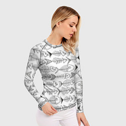 Рашгард женский Рыбные скелетики, цвет: 3D-принт — фото 2