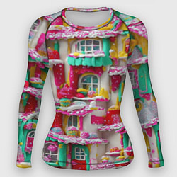 Рашгард женский Домики из сладостей, цвет: 3D-принт