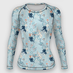 Рашгард женский Японский паттерн с журавлем, цвет: 3D-принт