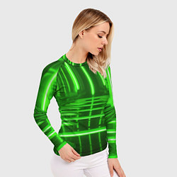 Рашгард женский Зеленые световые объекты, цвет: 3D-принт — фото 2