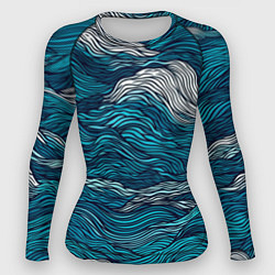 Рашгард женский Синие волны абстракт, цвет: 3D-принт