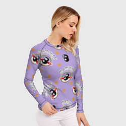 Рашгард женский Папуля надпись и значок с гирей, цвет: 3D-принт — фото 2