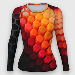 Рашгард женский Hexagon orange, цвет: 3D-принт