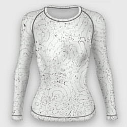 Рашгард женский Хаотичная черно-белая рябь - узор Хуф и Ся, цвет: 3D-принт