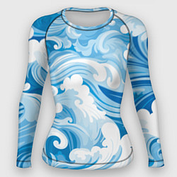 Рашгард женский Голубые волны, цвет: 3D-принт