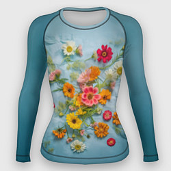 Рашгард женский Букет полевых цветов на ткани, цвет: 3D-принт