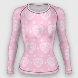 Рашгард женский Розовое кружево сердечки, цвет: 3D-принт