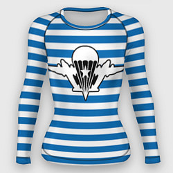 Рашгард женский Тельняшка синяя - логотип вдв, цвет: 3D-принт