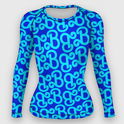 Рашгард женский Логотип Барби - синий паттерн, цвет: 3D-принт
