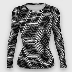 Рашгард женский Черно-белый ассеметричный узор, цвет: 3D-принт